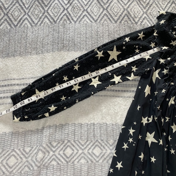Farm Rio Stardust Mini Dress Eyelet Ruffle Star Print Babydoll Size S - Picture 6 of 12